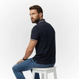 Polo Homme bleu marine mercerisé BACK to LEGEND (vue de dos)