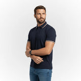 Polo Homme bleu marine mercerisé BACK to LEGEND (vue de profil)
