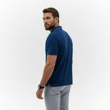 Polo bleu roi en tissu éponge pour homme BACK to LEGEND (vue de 3/4 dos)