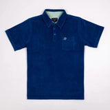 Polo bleu roi en tissu éponge pour homme BACK to LEGEND (vêtement à plat de face)