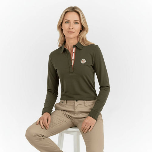 Polo femme vert kaki à manches longues Blacks Legend