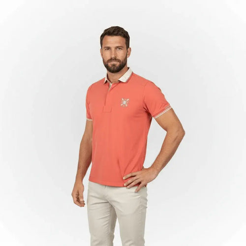 Polo homme rose en jersey peau de pêche BACK to LEGEND