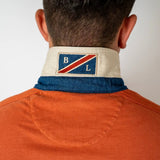 Polo manches longues orange col contrasté - BACK to LEGEND (zoom broderie sous le col)