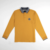 Polo jaune toucher peau de pêche pour hommes BACK TO LEGEND (vêtement à plat de face)