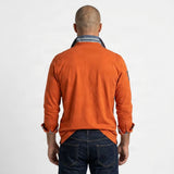 Polo orange à manches longues toucher peau de pêche BACK TO LEGEND