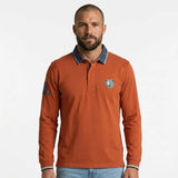 Polo orange à manches longues toucher peau de pêche BACK TO LEGEND