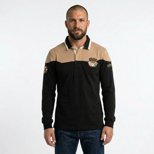 Polo scapulaire beige et noir Barbarians à manches longues