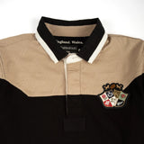 Polo scapulaire beige et noir Barbarians à manches longues (zoom poitrine et col)