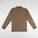 Polo homme BACK TO LEGEND à manches longues vert amande toucher peau de pêche (polo à plat de dos)