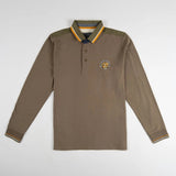 Polo homme BACK TO LEGEND à manches longues vert amande toucher peau de pêche (polo à plat de face)