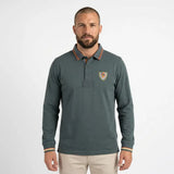 Polo BACK TO LEGEND à manches longues homme vert toucher peau de pêche