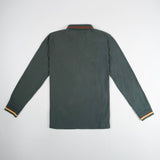 Polo BACK TO LEGEND à manches longues homme vert toucher peau de pêche (polo à plat de dos)