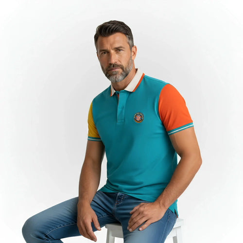 Polo multicolore n°9 toucher peau de pêche BACK TO LEGEND