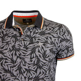 Polo noir imprimé feuilles tropicales Blacks Legend (Zoom poitrine)
