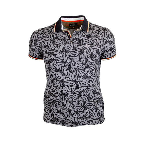 Polo noir imprimé feuilles tropicales Blacks Legend