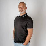 Polo noir mercerisé pour Homme BACK TO LEGEND