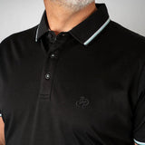 Polo noir mercerisé pour Homme BACK TO LEGEND (zoom poitrine et col)