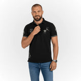 Polo noir à manches courtes multi badge Barbarians BACK to LEGEND