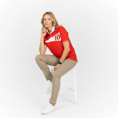 Polo rouge Barbarians n°10 pour femme BACK to LEGEND