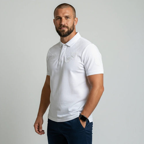 Polo scapulaire blanc Barbarians BACK to LEGEND