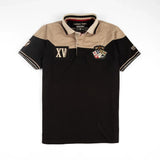 Polo scapulaire noir et beige du XV Barbarians (vêtement de face)