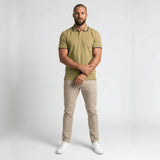 Polo homme vert à col rayé contrasté et coupe ajustée BACK TO LEGEND