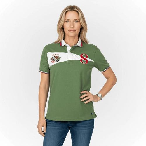 Polo vert Barbarians n°8 pour femme BACK TO LEGEND