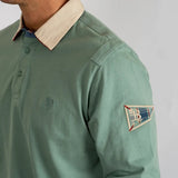 Polo manches longues vert d'eau multi patch Back to Legend (vue de profil)