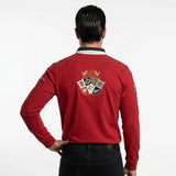 Polo XV Barbarians rouge toucher peau de pêche BACK TO LEGEND