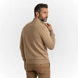 Pull col camionneur beige clair en coton et cachemire pour homme BACK TO LEGEND (vue de dos)