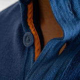 Pull camionneur boutonné bleu pour hommes BACK to LEGEND (zoom col et boutons ton sur ton)