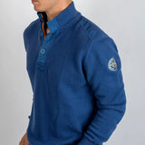 Pull camionneur boutonné bleu pour hommes BACK to LEGEND (vue de profil)