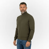 Pull kaki col camionneur en coton et cachemire pour homme BACK to LEGEND