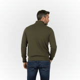 Pull kaki col camionneur en coton et cachemire pour homme BACK to LEGEND (vue de dos)