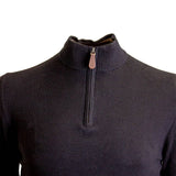 Pull camionneur noir en cachemire Blacks Legend (Zoom sur le col)