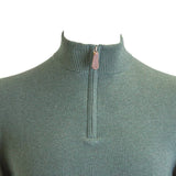Pull camionneur vert en cachemire Blacks Legend (Zoom sur le col)