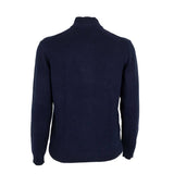 Pull full zip torsadé bleu marine en coton et cachemire (vue de dos)
