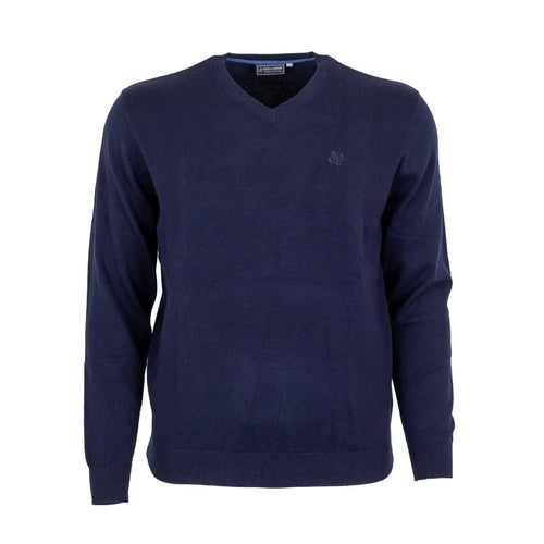 Pull homme couleur indigo col V