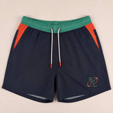 Short de bain BACK TO LEGEND tricolore marine/orange/vert pour homme (vêtement à plat de face)
