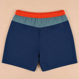 Short de bain BACK TO LEGEND tricolore turquoise/bleu/orange pour homme (vêtement à plat de dos)