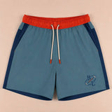 Short de bain BACK TO LEGEND tricolore turquoise/bleu/orange pour homme (vêtement à plat de face)
