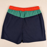 Short de bain BACK TO LEGEND tricolore vert/marine/orange pour homme (vêtement à plat de dos)