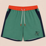 Short de bain BACK TO LEGEND tricolore vert/marine/orange pour homme (vêtement à plat de face)