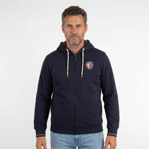 Sweat à capuche bleu marine full zip pour homme BACK TO LEGEND