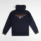 Sweat à capuche bleu marine full zip pour homme BACK TO LEGEND (vêtement à plat de dos)