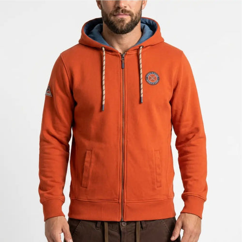Sweat à capuche orange full zip pour homme BACK TO LEGEND
