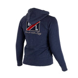Sweat à capuche zippé bleu marine (vue de 3/4 arrière)