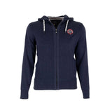 Sweat à capuche zippé bleu marine (vue de face)