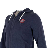 Sweat à capuche zippé bleu marine (zoom poitrine)