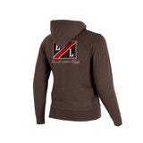 Sweat à capuche zippé marron (vue de 3/4 arrière)